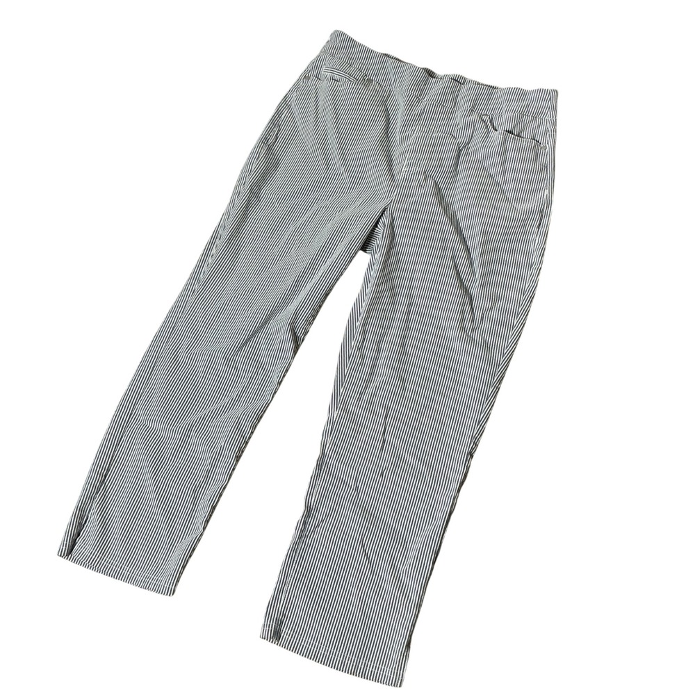 Mario Serrani Fisherman Nautical Striped Pull On Pants Womens Large Blue White
